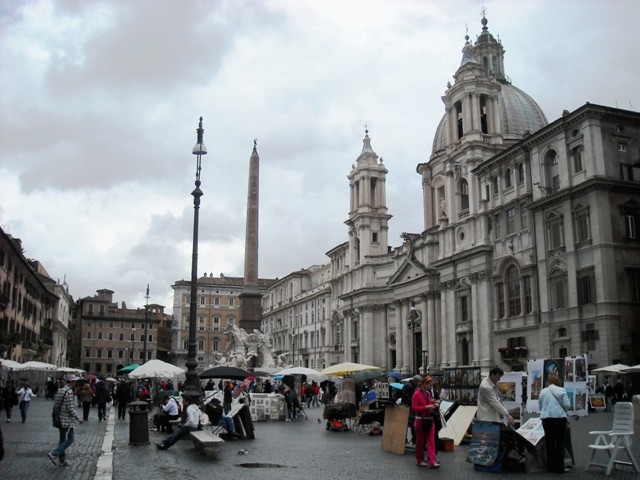 Piazza Navona, z kościolem Sant'Agnese in Agone (zbudowanym w miejscu męczeńskiej śmierci  św. Agnieszki)