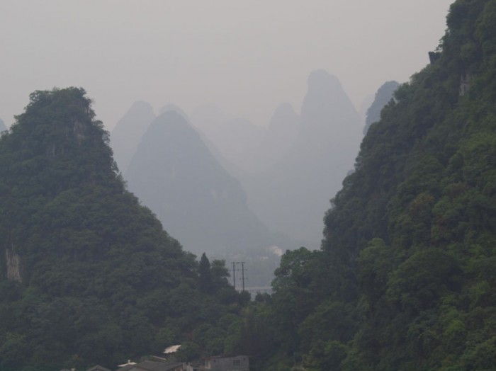 Widok  Yangshuo z góry